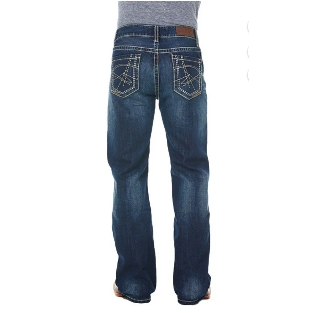 Cowboy Up Relaxed Bootcut Jeans Dark Wash Western Style Stitch Detail 34x32 NWT